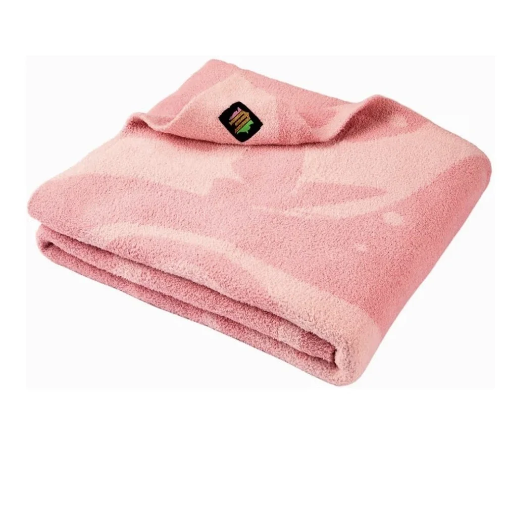 Wicked Glinda Paul Tazewell Pink Bedding Soft Cozy Feather Knit Throw Blanket